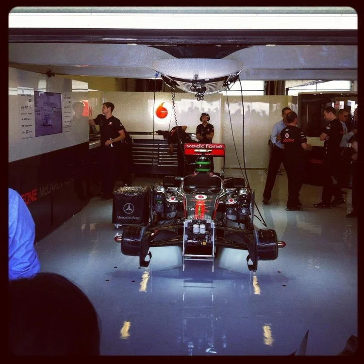 Vodafone - F1 & Social at Scale Vodafone McLaren Mercedes Formula 1 sponsorship activation run by Neil Collins, fractional CMO Australia, with branded team livery and pit garage.